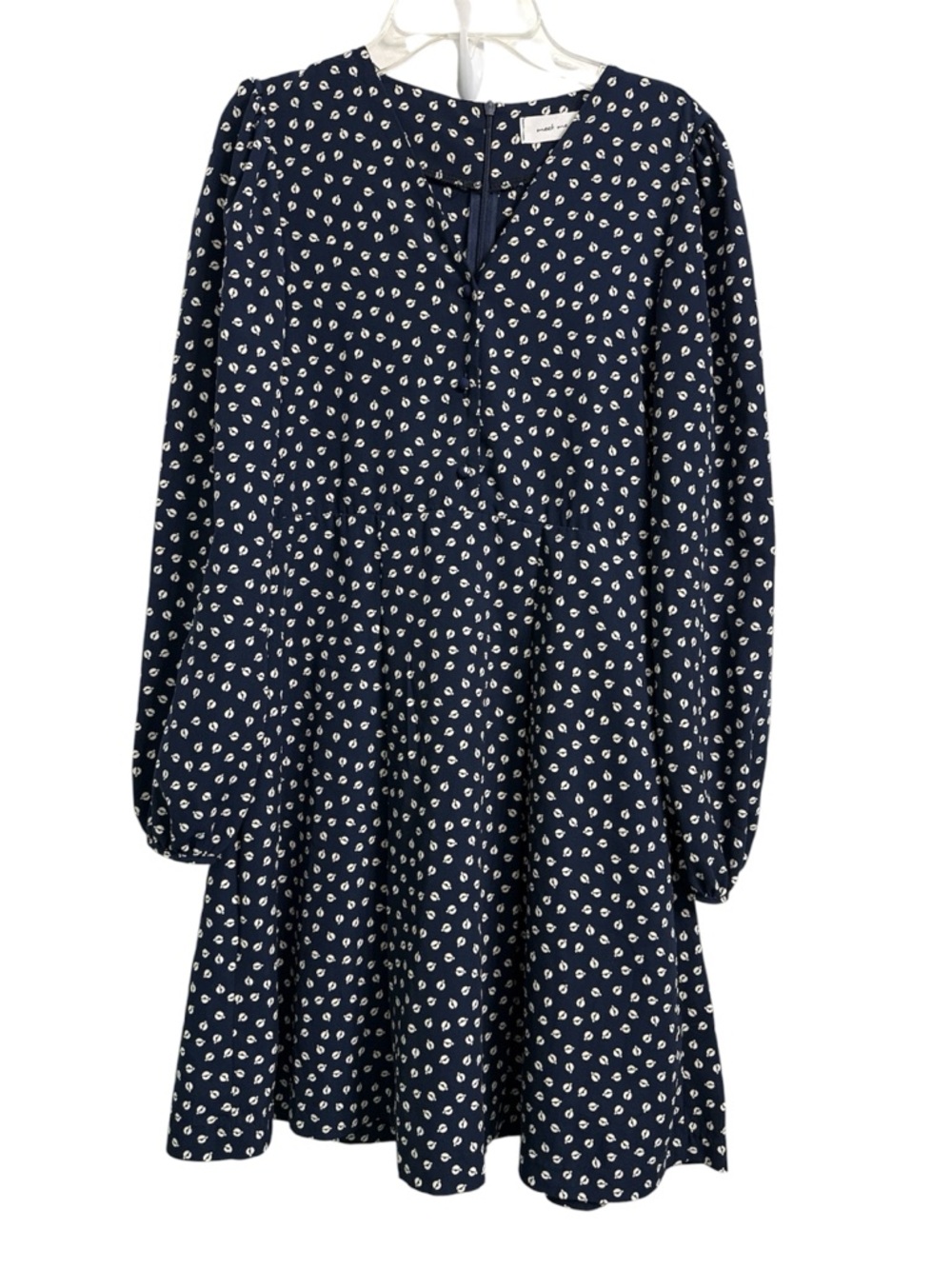 Navy Mini Dress with White Floral Dot Print size